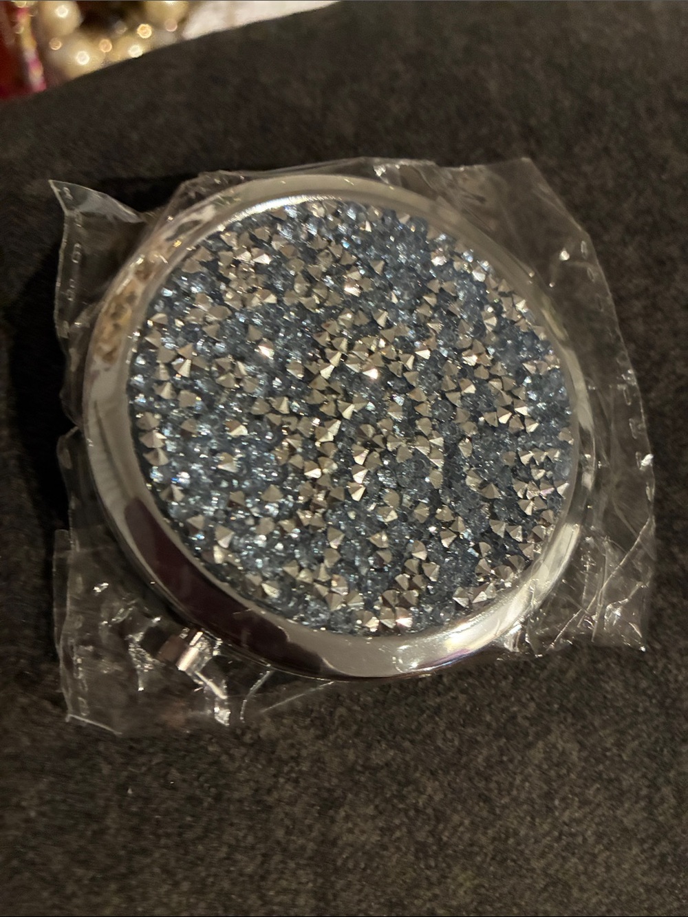 Round Sparkle Compact Mirror in Light Blue, multiple colors and dark blue pick 1